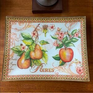 208 Park Pears Curved Decorative Glass Tray‎ Serving Dish
